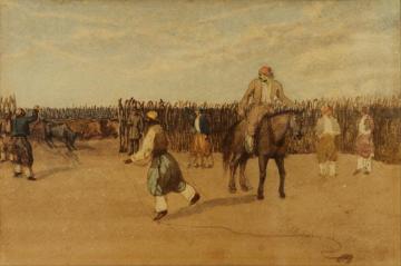 En el corral Artwork by Prilidiano Pueyrredon