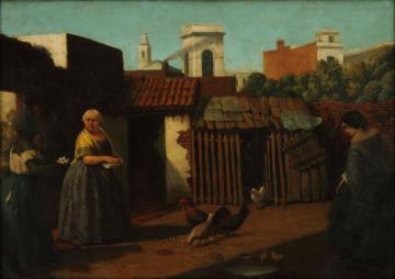 Patio porteno en 1850 Artwork by Prilidiano Pueyrredon