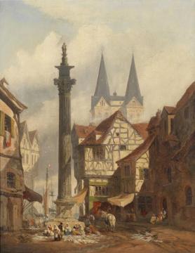 Eine Stadtansicht Mit Fischmarkt Artwork by George Clarkson Stanfield