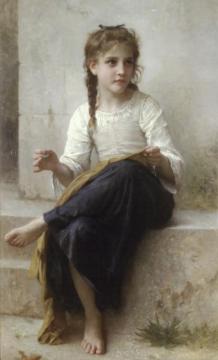 Sewing (1898) Artwork by William Adolphe Bouguereau