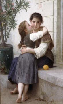 A Little Coaxing Artwork by William Adolphe Bouguereau