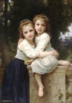 Two Sisters Artwork by William Adolphe Bouguereau