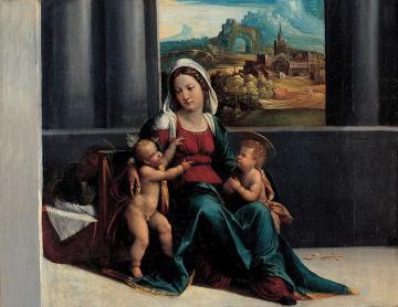 Madonna With The Child And St. John Artwork by Benvenuto Tisi