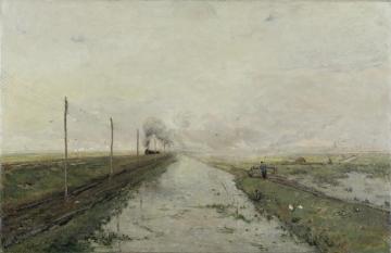 Landscape with a train Artwork by Paul Joseph Gabriel