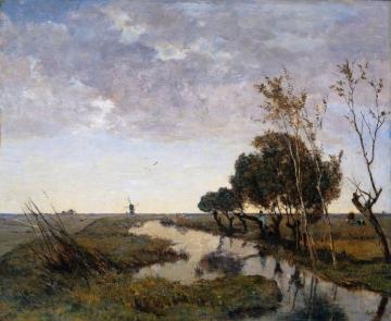 A Watercourse at Abcoude Artwork by Paul Joseph Gabriel