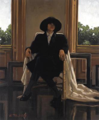 Model In Black Artwork by Jack Vettriano