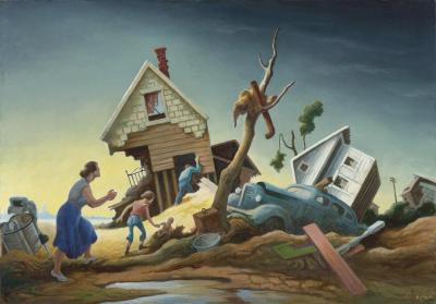 Flood Disaster (homecoming - Kaw Valley) Artwork by Thomas Hart Benton