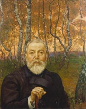 Self-portrait In Front Of A Birch Forest Artwork by Hans Thoma