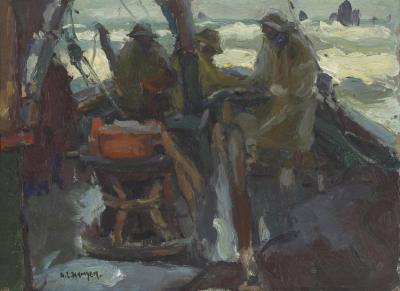 Fishing Boat On A Stormy Sea Artwork by Armin Hansen