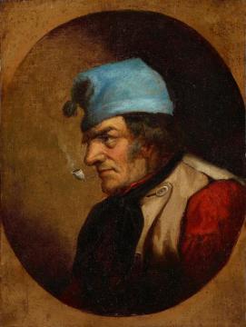 Habitant with Blue Tuque and Pipe Artwork by Cornelius Krieghoff