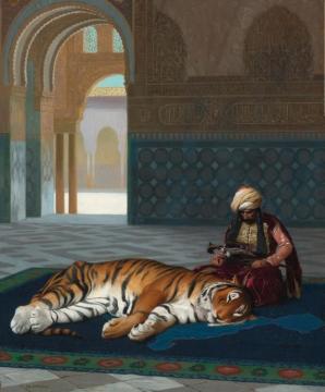 Le Tigre Et Le Gardien Artwork by Jean Leon Gerome