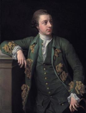 Thomas Fortescue, M.P. (b. 1744) in a gold brocaded green coat, a tricorn in his left hand Artwork by Pompeo Batoni