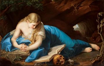 Dresden Porcelain Plaque Of The Penitent Magdalene Artwork by Pompeo Batoni