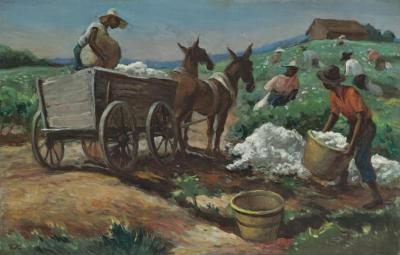 Cotton Picking And Loading Artwork by Thomas Hart Benton