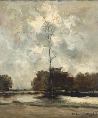 Trees Along A Dutch Canal Artwork by Jan Weissenbruch