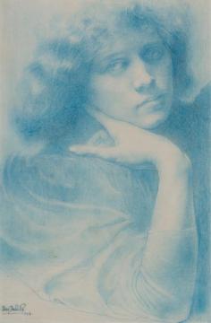 Portrait En Bleu De Madame Delville Ou Inspiration Ou La Muse(1893) Artwork by Jean Delville