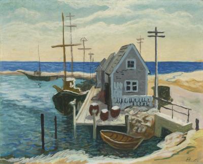 Study For Menemsha Harbor Artwork by Thomas Hart Benton