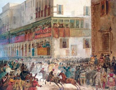 Carnival In The Via Del Campo, Rome I Artwork by Ippolito Caffi