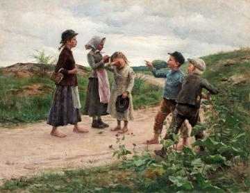 Teasing Children(1885) Artwork by Fanny Brate