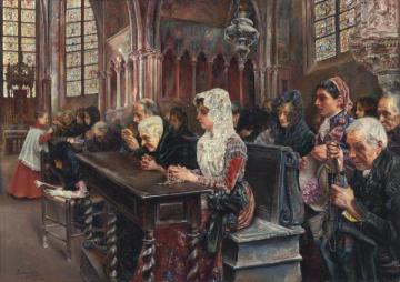 Mass, 1900 Artwork by Jose Gallegos y Arnosa