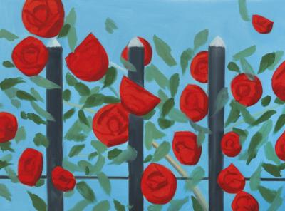 Red Roses With Blue Artwork by Alex Katz