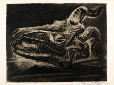 Skull Of A Goat On A Table Artwork by Pablo Picasso