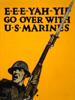 E-e-e-yah-yip Go Over With U.s. Marines, 1917 Artwork by C.b. Falls