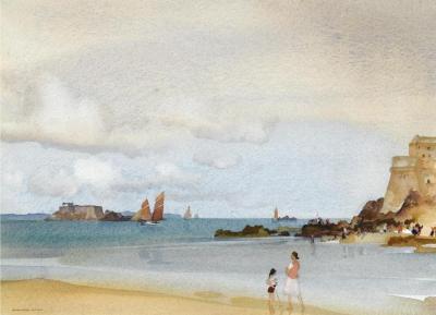 Paddling In Calm Waters Artwork by Sir William Russell Flint