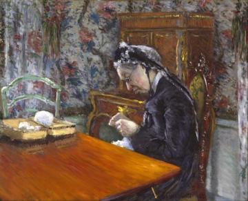Mademoiselle Boissiere Knitting Artwork by Gustave Caillebotte
