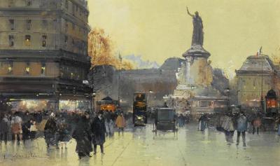 Place De La Republique,paris Artwork by Eugene Galien-Laloue
