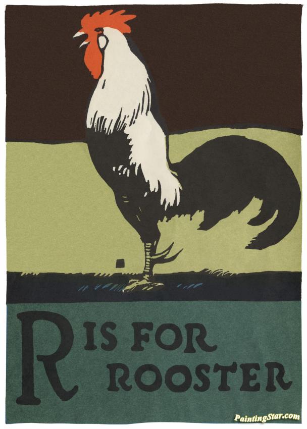 Alphabet - R Is For Rooster Artwork by C.b. Falls