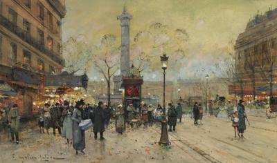 La Place De La Bastille Artwork by Eugene Galien-Laloue