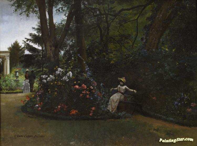 Elegant Figures In A Flower Garden Artwork by Louis-Robert Carrier-Belleuse