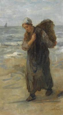 A Fisherwoman On The Beach Artwork by Jozef Israels