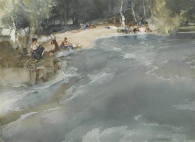 Washerwomen On The Cere At Bretenoux Artwork by Sir William Russell Flint
