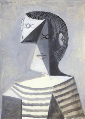 Half-length Portrait Of A Man In A Striped Jersey Artwork by Pablo Picasso
