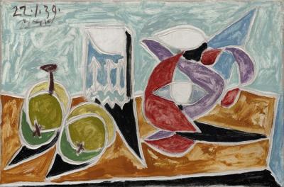 Still Life - Fruits And Pitcher (nature Morte - Fruits Et Pot) Artwork by Pablo Picasso