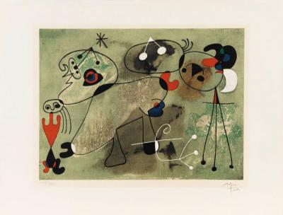 Lithographie Originale En Couleurs,1950 Artwork by Joan Miró