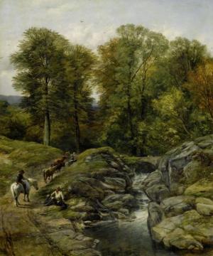 Shepherds Next To A Brook Artwork by Thomas Creswick