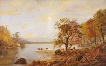 Mount Washington From Lake Sebago Artwork by Jasper Francis Cropsey