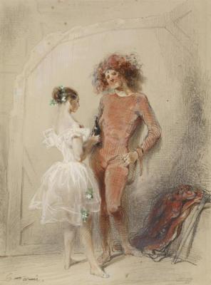 Two Dancers Backstage,1852 Artwork by Paul Gavarni