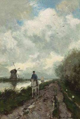 On The Tow Path Along The River Amstel Artwork by Jan Weissenbruch