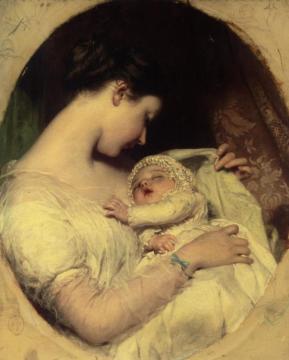 The Artist's Wife Elizabeth With Their Daughter Mary Edith Artwork by James Sant