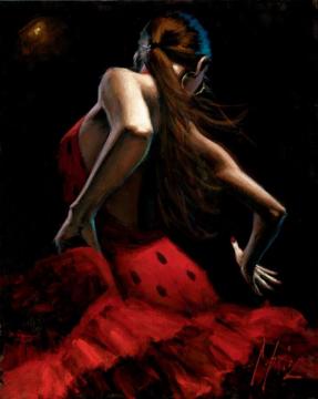 Dancer In Red Lunares Negros Artwork by Fabian Perez