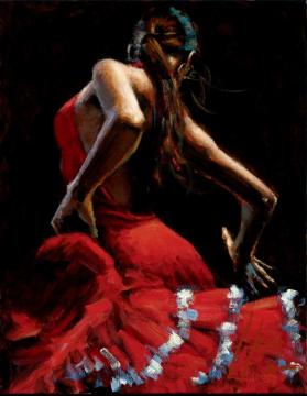 Dancer In Red With White Artwork by Fabian Perez