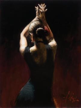 Flamenco Dancer In Black Dress Artwork by Fabian Perez