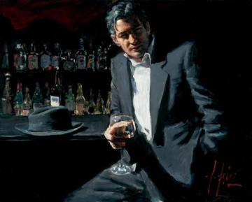 Black Suit Red Wine Artwork by Fabian Perez