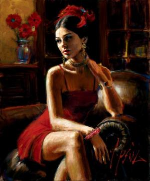 Linda In Red Ii Artwork by Fabian Perez