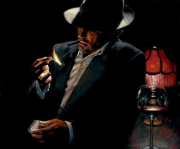 Man Lighting Cigarette Ii Artwork by Fabian Perez