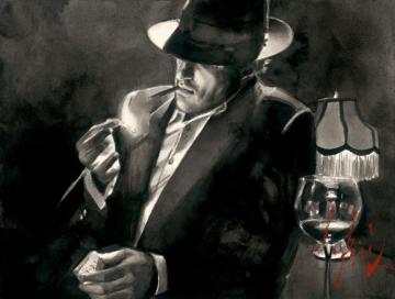 Man Lighting Cigarette Artwork by Fabian Perez